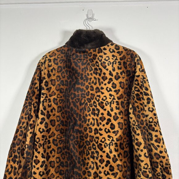 Vintage Leopard Faux Fur Jacket Winter Coat Whimsigoth Old Money Size Medium - Picture 10 of 11